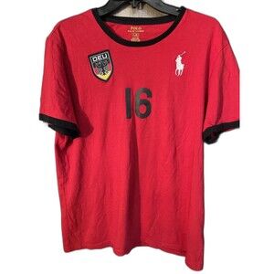 Polo Ralph Lauren Big Pony Men's LG Red Short Sleeve DEU  Embroidered T-Shirt